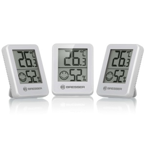 Termometru Hygrometru Bresser Set 3 bucati, Digital, cu Indicator Smiley, Alb