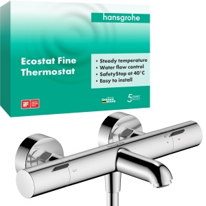 Termostat de cada hansgrohe Ecostat Fine, crom, cu SafetyStop, pentru 2 consumatori