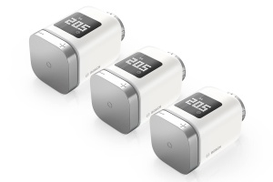 Termostat pentru radiator Bosch Smart Home II, set de 3, termostate inteligente cu functie de aplicatie, compatibil cu Amazon Alexa, Apple HomeKit, Google Home - Amazon Edition - Img 1