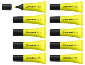 Textmarker STABILO NEON, design minimalist, 5 culori, 2-5 mm