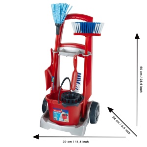 Theo Klein 6742 Vileda Broom Wagon - Inclusiv accesorii de curatare - Aspirator cu baterii cu functie de aspiratie si sunet - Jucarie pentru copii de  - Img 4
