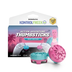 Thumbsticks pentru controller KontrolFreek Action Adventure Heist Edition PS5PS4, Rosa Blau