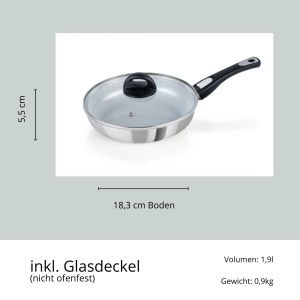 Tigaie Genius Cerafit Steel 24cm cu capac din sticla si maner detasabil compatibila cu toate tipurile de plite - Img 7