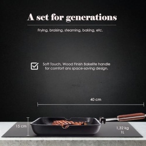 Tigaie grill Wecook EcoStone, inductie, 34x24 cm, antiaderenta, maner pliabil - Img 4