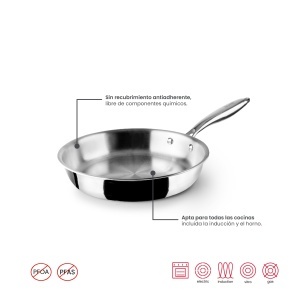 Tigaie IBILI, 32 cm, din inox, inductie, fara antiaderent - Img 2