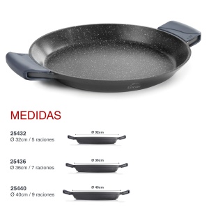 Tigaie pentru Paella Lacor 25436, Aluminiu cu Manere din Silicon, Antiaderenta - Img 2