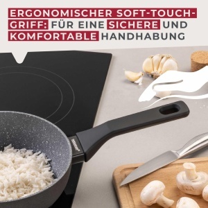 Tigaie wok Fackelmann Cosmo 20 cm aluminiu invelis ceramic Excilon maner Soft-Touch gri - Img 6