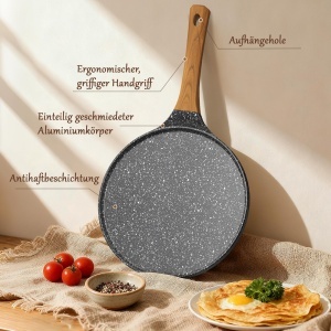 Tigaie YASHE 26cm pentru clatite antiaderenta compatibila cu inductie cu spatula din lemn - Img 4