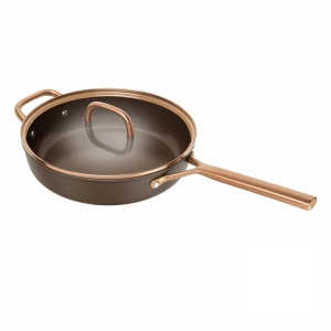 Tigaie ZWILLING Milano 28 cm cu capac din sticla, aluminiu, antiaderenta ceramica, maro