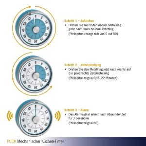 Timer de bucatarie TFA Dostmann Puck, mecanic, 0-60 minute, alb - Img 2