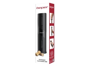 Tirbuson electric BEPER P102ACP100, reincarcabil USB, cu taietor de folie, negru - Img 6