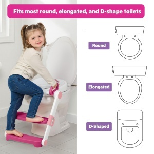 Toaleta pentru copii Bright Starts Disney Minnie Mouse cu scara, roz, 18 luni - 23 kg - Img 9
