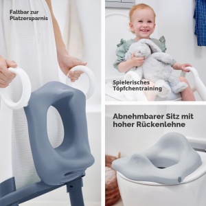 Toaleta pentru copii Rotho Babydesign TOP XTRA cu treapta pliabila, gri - Img 4