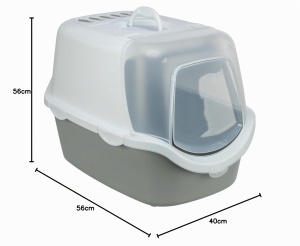 Toaleta pentru pisici TRIXIE Vico Open Top, 40x40x56 cm, grialb, cu hauba - Img 2