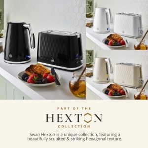 Toaster 2 felii Swan Hexton ST19037WHT, 900 W, alb cu accente cromate - Img 5