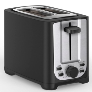 Toaster Bella 2 Scheiben Negru si Inox Sloturi Extra Largi Functie Automata de Oprire