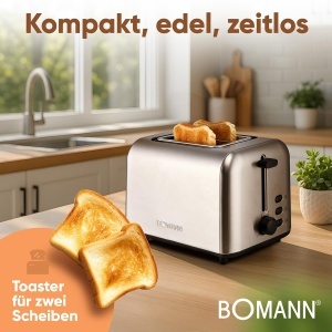 Toaster Bomann TA 6080 CB 2 felii inox fante extra late functie de dezghetare - Img 4