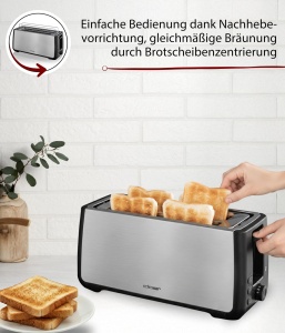 Toaster Cloer 3579 pentru 4 felii XXL, 1500W, inox negru - Img 3