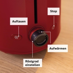 Toaster compact Bosch MyMoment TAT2M124, 800W, 2 felii, functie de decongelare, rosu mat - Img 6