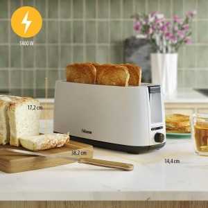 Toaster cu fante lungi Tristar BR-1057, 1400W, 7 trepte de rumenire, alb - Img 2