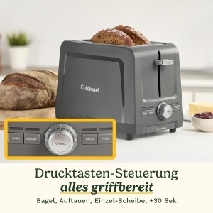 Toaster Cuisinart Core Collection 2 felii, sloturi mari, functie bagel, design compact - Img 3