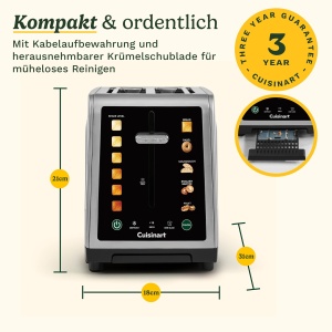 Toaster digital Cuisinart SimpliTouch XL, 2 felii, ecran tactil color, fante extra-largi, finisaj inox - Img 8