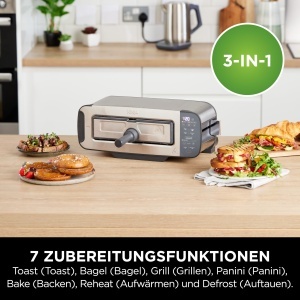 Toaster Ninja Foodi 3-in-1, Grill si Panini-Presa, Inox, ST202EU - Img 4