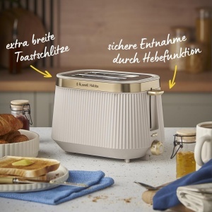 Toaster Russell Hobbs Bronte 2 felii, 6 niveluri de rumenire, finisaj mat, culoare piatra - Img 2