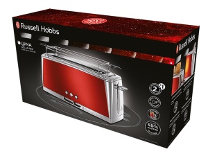 Toaster Russell Hobbs Luna 23250-56 Inox Rosu 6 trepte de rumenire Functie de decongelare - Img 2