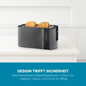 Toaster Severin AT 9341 1400 W InoxNegru Functie decongelare Suport pentru chifle - Img 8