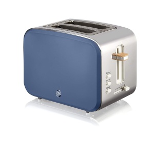 Toaster Swan Nordic pentru 2 felii, 6 niveluri de rumenire, inox, albastru mat