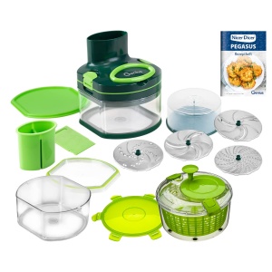 Tocator de legume Genius Nicer Dicer Pegasus Deluxe 20 piese, verde