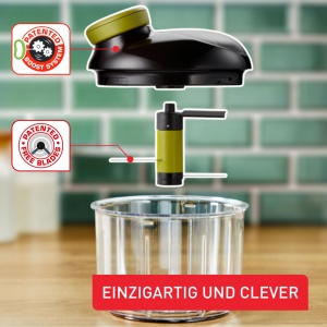 Tocator Tefal K13204 Ingenio 5 secunde fara electricitate capacitate 900ml tocator multiplu tocator universal pentru legume fructe nuci usturoi alimen - Img 3