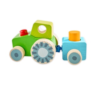 Tractor din lemn HABA 2013391001 cu efect de sunet, remorca detasabila, pentru copii de la 12 luni - Img 3