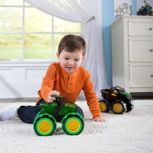 Tractor John Deere Monster Treads cu roti luminoase, verde - Img 5
