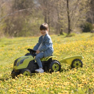Tractor pentru copii Smoby Farmer XL Verde cu remorca, scaun ajustabil, claxon - Img 4