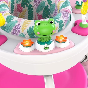 Trampolin pentru bebelusi Bright Starts Bounce Baby, 2 in 1, cu 7 jucarii, roz - Img 9