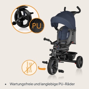 Tricicleta LIONELO Haari 2in1 cu maner ajustabil, roti din PU, pentru copii 18 luni - 25 kg - Img 4
