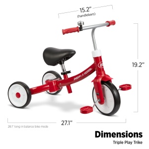 Tricicleta Radio Flyer pentru joaca, tricicleta rosie pentru copii mici, bicicleta fara pedale si vehicul pentru copii de la 1 la 3 ani - Img 3