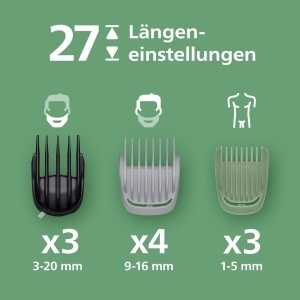 Trimmer multifunctional Philips Series 9000 MG956130, 23 accesorii, 27 lungimi, lame autoascutite, autonomie 120 min - Img 3