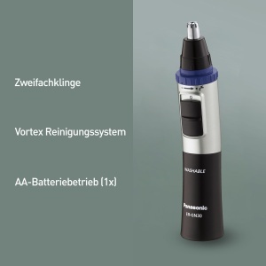 Trimmer Panasonic ER-GN30-K503 Nas si Urechi Lame Hypoalergenice Sistem Curatare Vortex Negru - Img 2