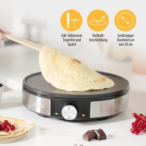 Tristar BP-2638 Crepe Maker - Diametru 30 cm - Inclusiv accesorii - Termostat - Otel inoxidabil - negru - Img 3