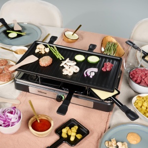 Tristar Raclette - 8 persoane - Suprafata de gatit 42 x 23 cm - Termostat reglabil cu inel de lumina - 1400 W - Negru - RA-2746 - Img 2