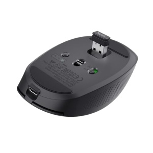 Trust Ozaa Silent Wireless Mouse Bluetooth + 2.4GHz, Compact Multi-Device Wireless Mouse, 60% Plastic Reciclat, Reincarcabil Bluetooth Mouse Laptop PC Computer Windows Android Mac - Negru - Img 12