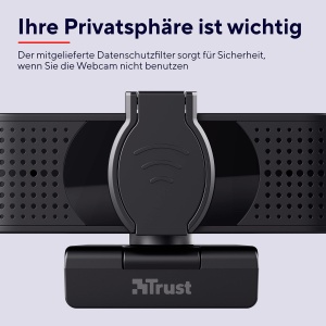 Trust Teza 4K Ultra HD Webcam, 3840x2160 cu 2 Microfoane si Autofocus, 30 FPS, USB Plug & Play, Camera Web pentru Echipe, Zoom, Skype, PC, Laptop, Mac, MacBook - Negru - Img 4
