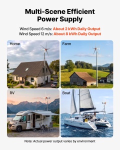 Turbina Eoliana VEVOR 800W 12V cu 5 Rotorblade, MPPT, IP67 - Img 3