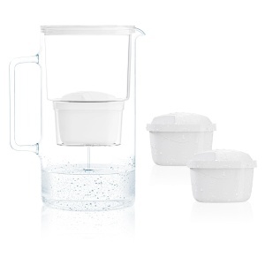 Ulcior cu filtru de apa Wessper 3 L, Set ulcior de apa si 2 cartuse filtrante, compatibil cu Brita Maxtra, carafa de apa pentru apa potabila cu filtru de schimb - alb - Img 1