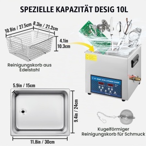 Ultrasunete Curatare Profesionala VEVOR 10L, 240W, 2840 kHz, Incalzire - Img 6