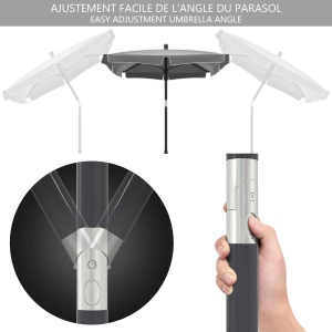 Umbrela de soare VOUNOT pentru balcon si terasa, gri, 200cm, cu protectie UV 50 - Img 2