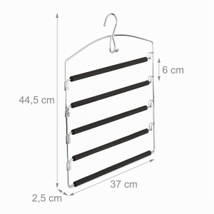 Umeras pentru pantaloni Relaxdays, set 3 bucati, metal, 44,5x37 cm, argintiunegru - Img 4